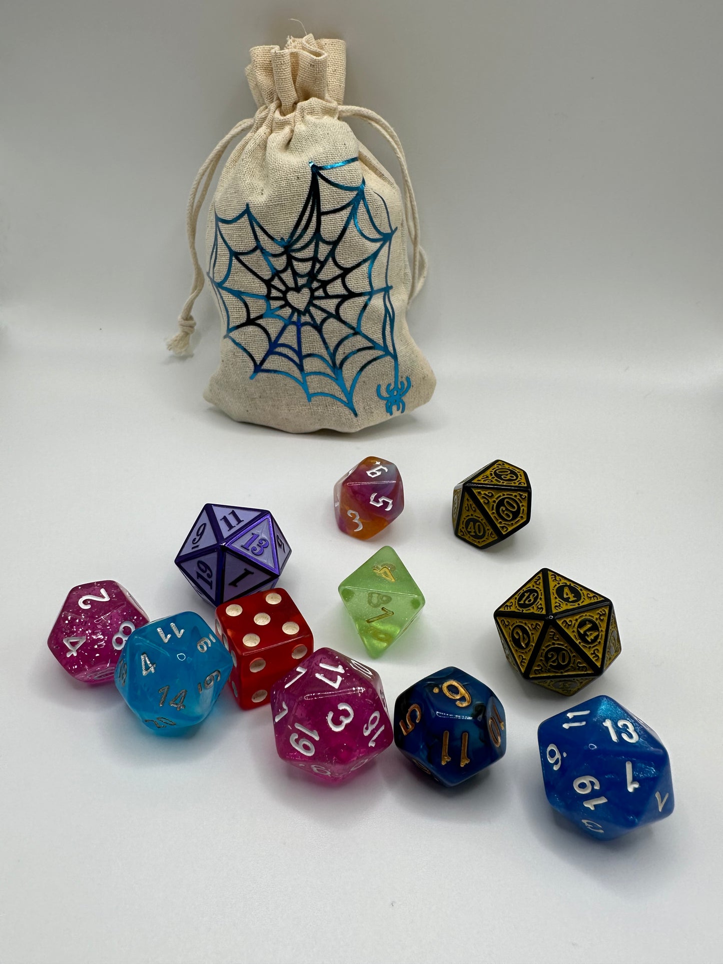 Dice Bag- Cobweb heart